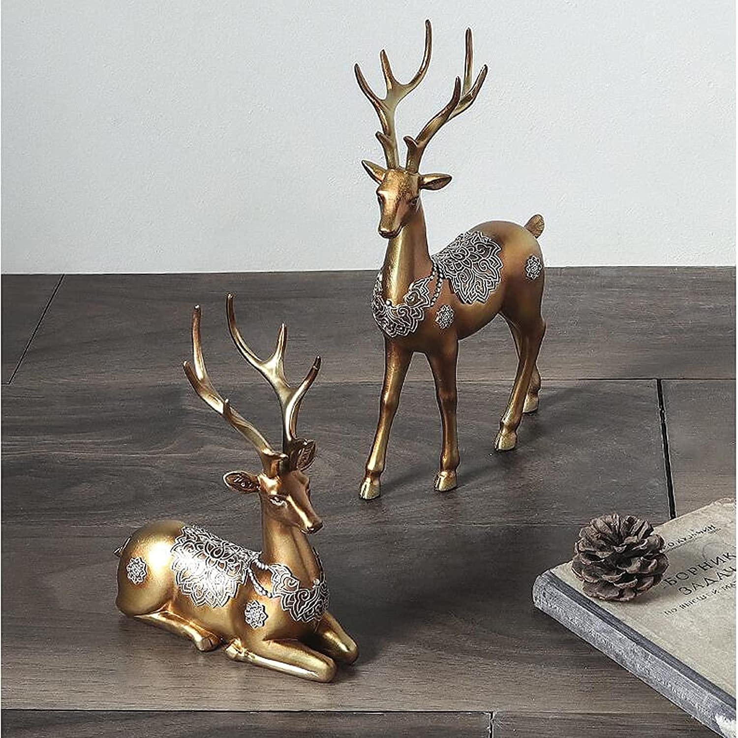 Amazon.co.jp: RAN-置物・オブジェ 鹿彫刻家の装飾リビングルーム